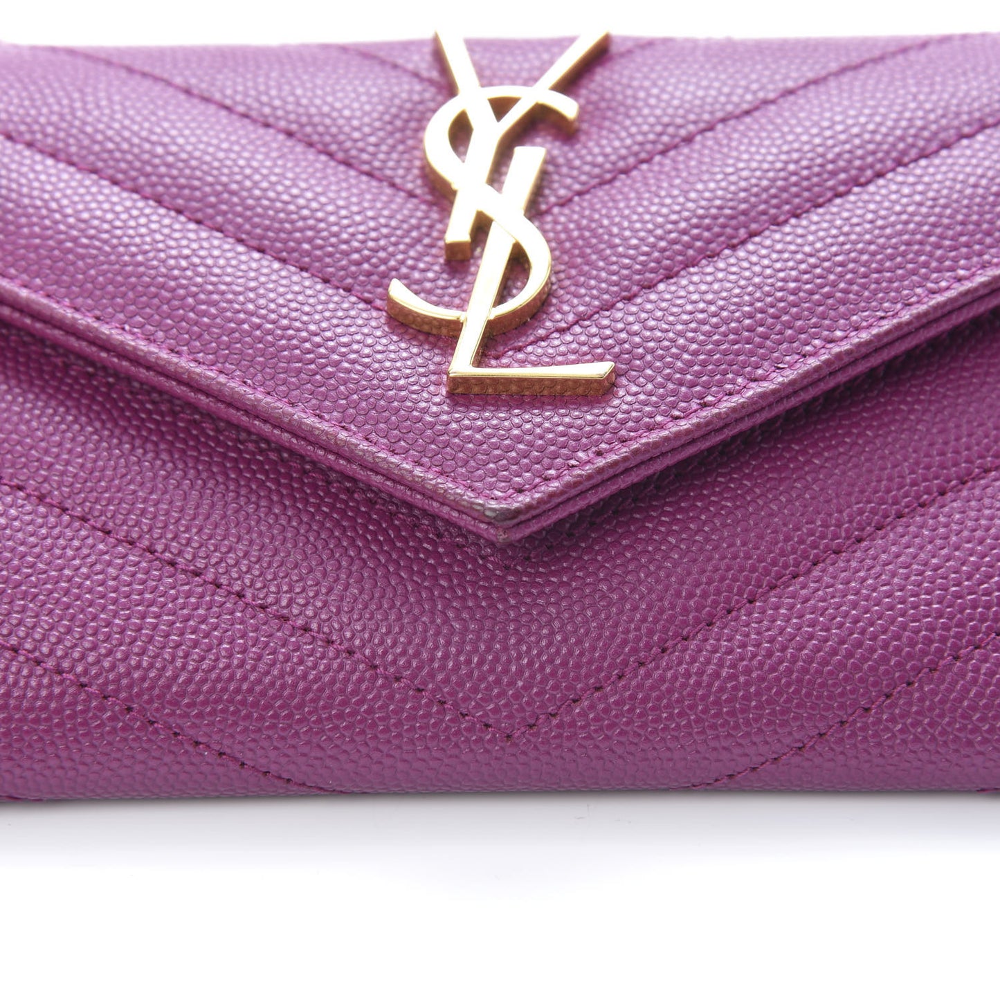 Grain De Poudre Matelasse Chevron Small Monogram Envelope Wallet Dark Grape