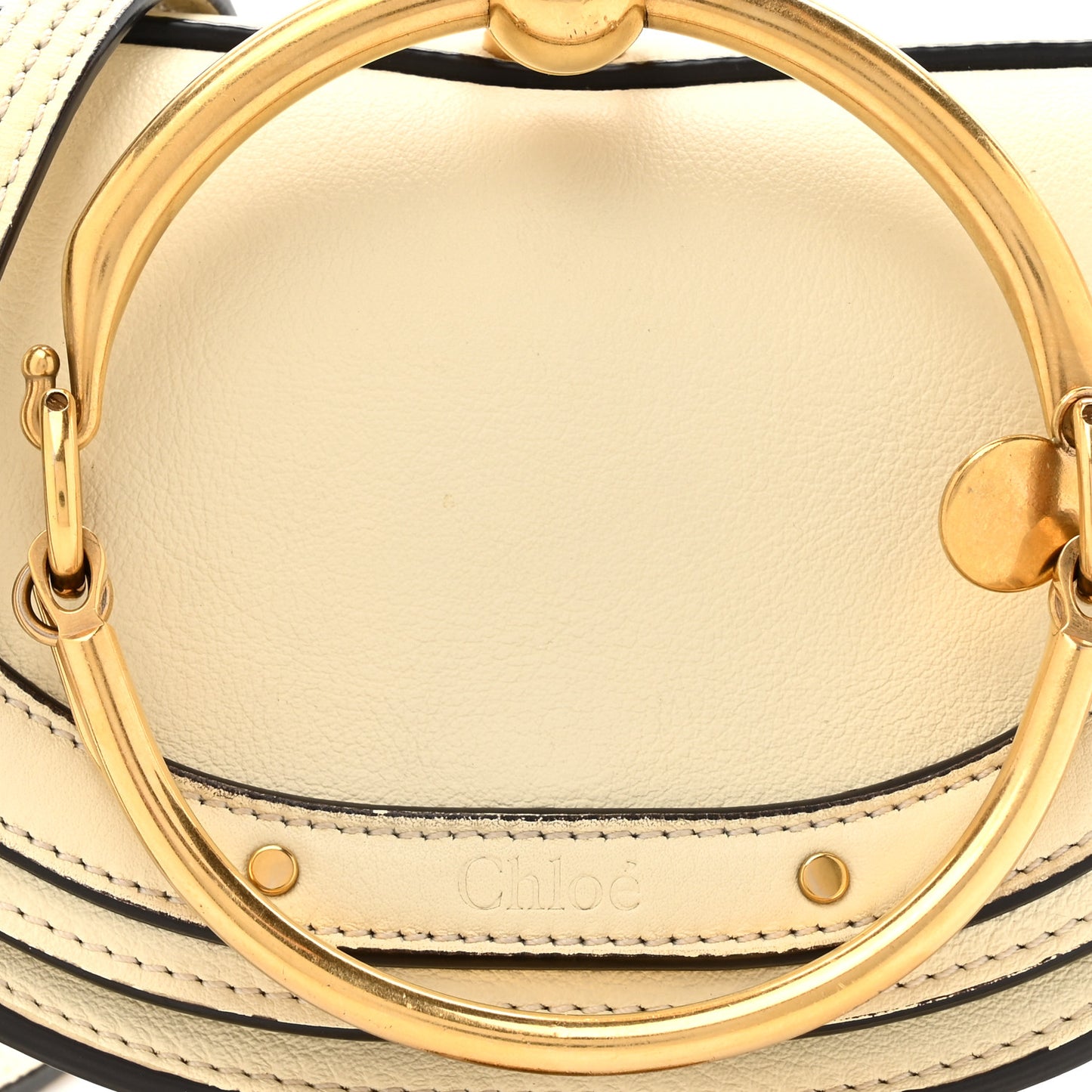 Calfskin Small Nile Bracelet Minaudiere Bag Off White