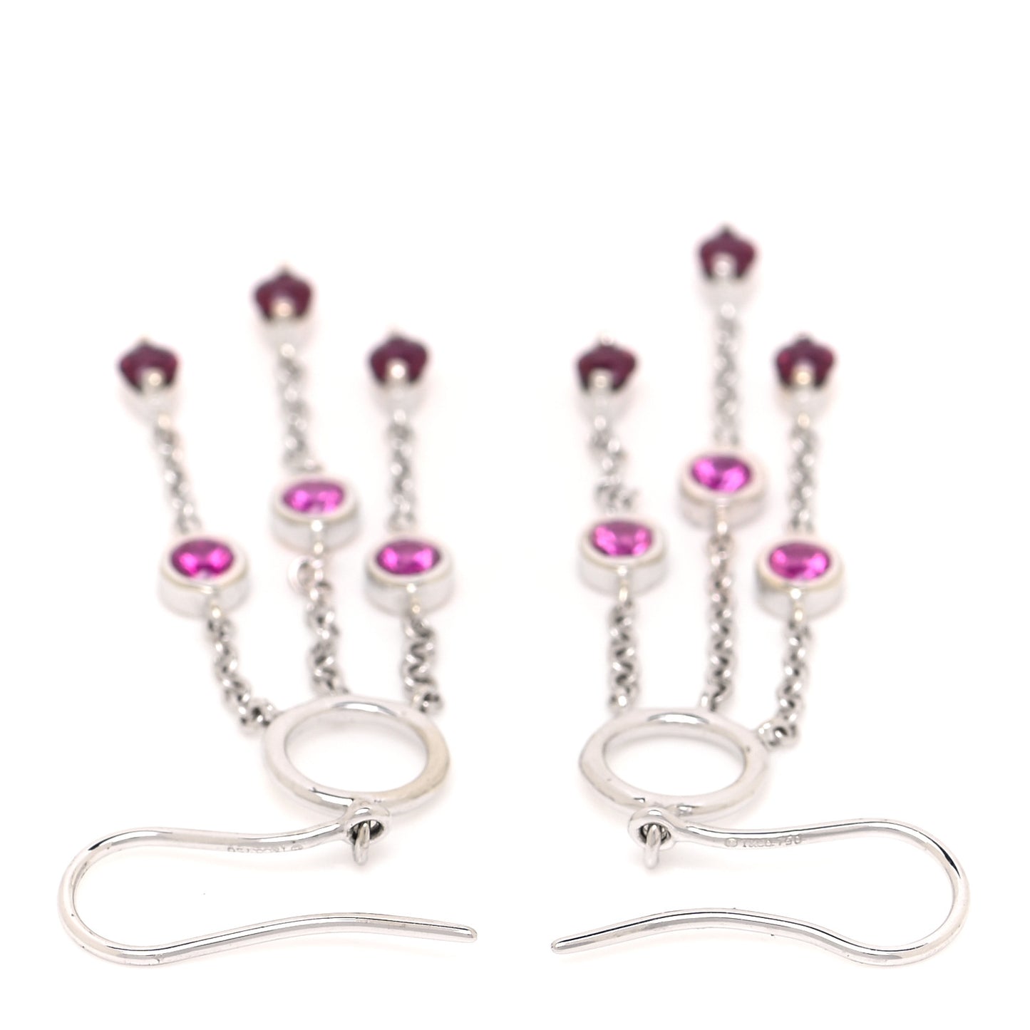 18K White Gold Pink Sapphire Rhodolite Garnet Jazz Earrings