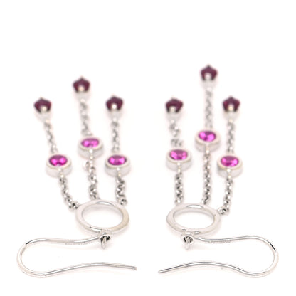Tiffany 18K White Gold Pink Sapphire Rhodolite Garnet Jazz Earrings 3 of 4
