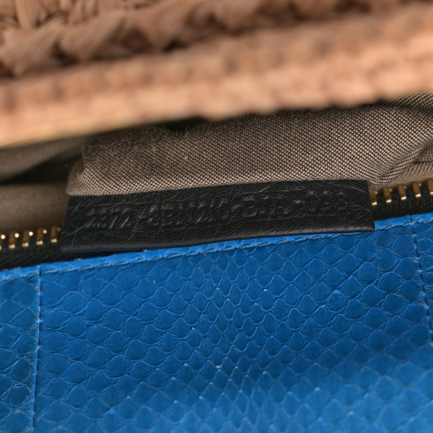 Fendi Raffia Snakeskin Large Peekaboo X-Tote Miele Bluette 8 of 13