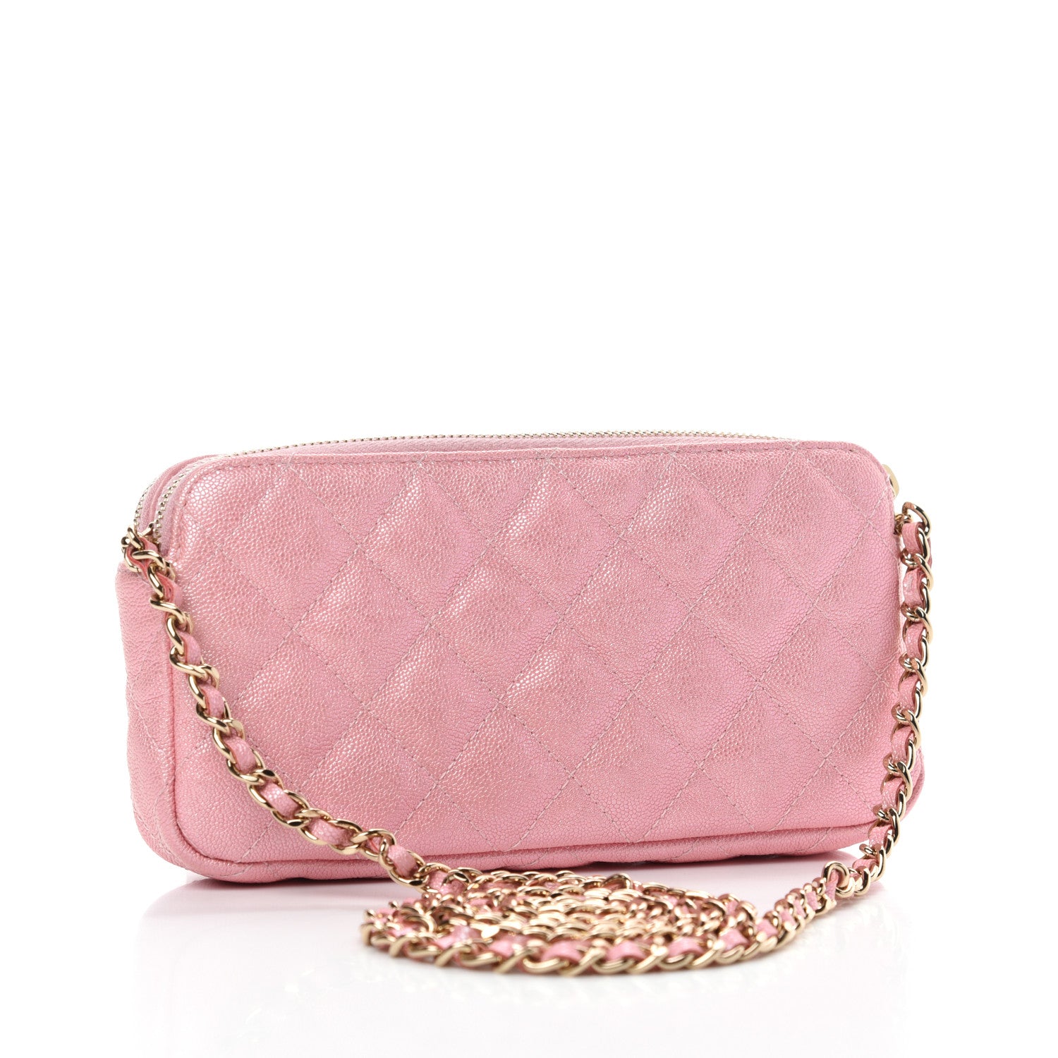 Chanel Iridescent Caviar Quilted Small Clutch With Chain Pink 3 of 13