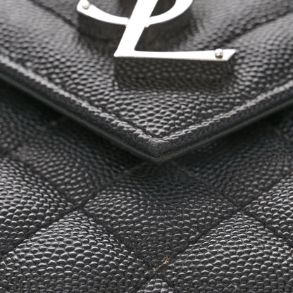 Saint Laurent Grain De Poudre Textured Mixed Matelasse Triquilt Medium Monogram Satchel Black 10 of 12