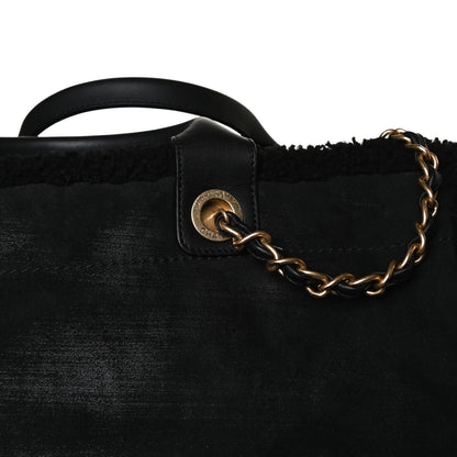 Chanel Shearling Large Deauville Tote Black 18 of 19