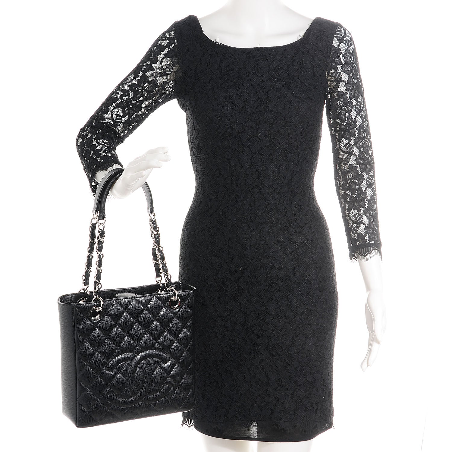 Chanel Caviar Petit Shopping Tote PST Black 2 of 8