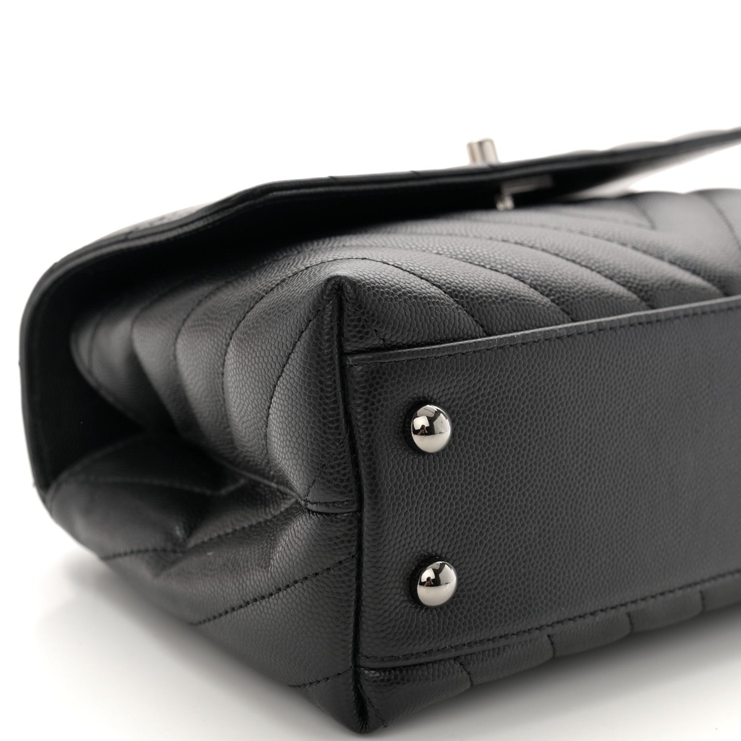 Chanel Caviar Chevron Quilted Mini Coco Handle Flap Black 9 of 10