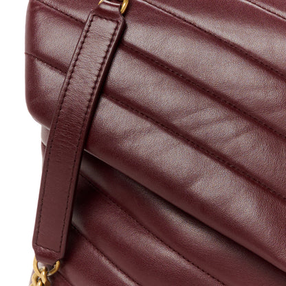 Saint Laurent Calfskin Y Quilted Monogram Medium Loulou Chain Satchel Rouge Legion 9 of 13