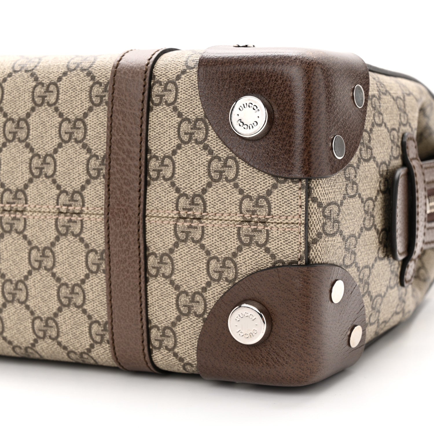 Gucci GG Supreme Monogram Textured Dollar Calfskin Medium Detail Tote Beige Ebony New Acero 10 of 10