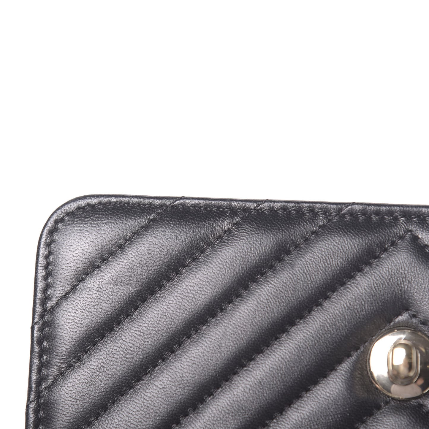 Lambskin Chevron Quilted Trendy CC Wallet On Chain WOC Black
