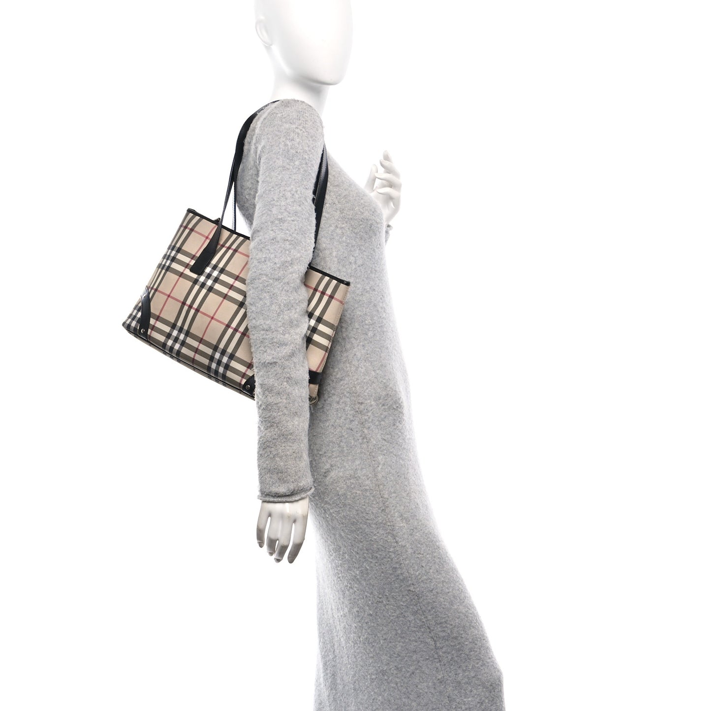 Vintage Check Studded Tote Black