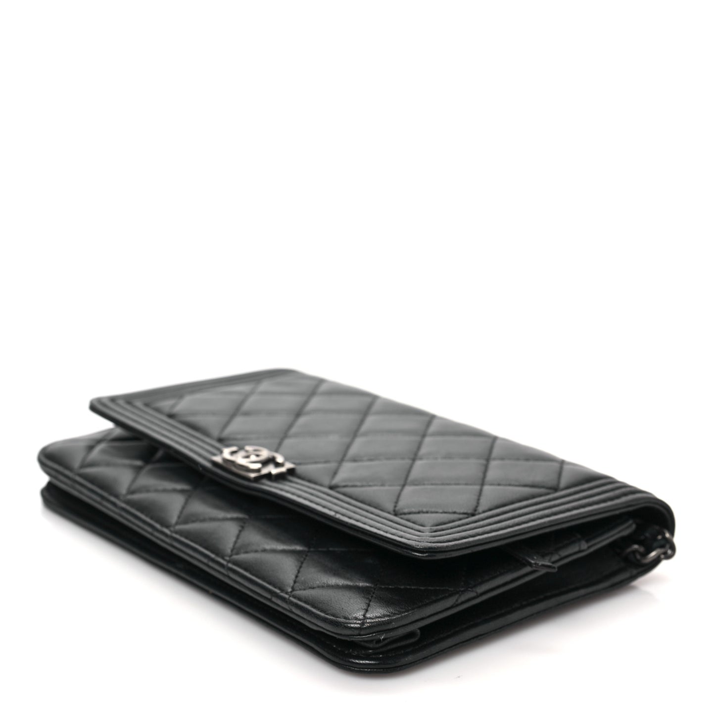 Lambskin Quilted Boy Wallet On Chain WOC Black