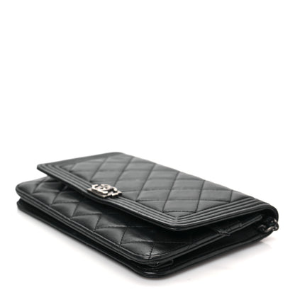 Chanel Lambskin Quilted Boy Wallet On Chain WOC Black 8 of 8