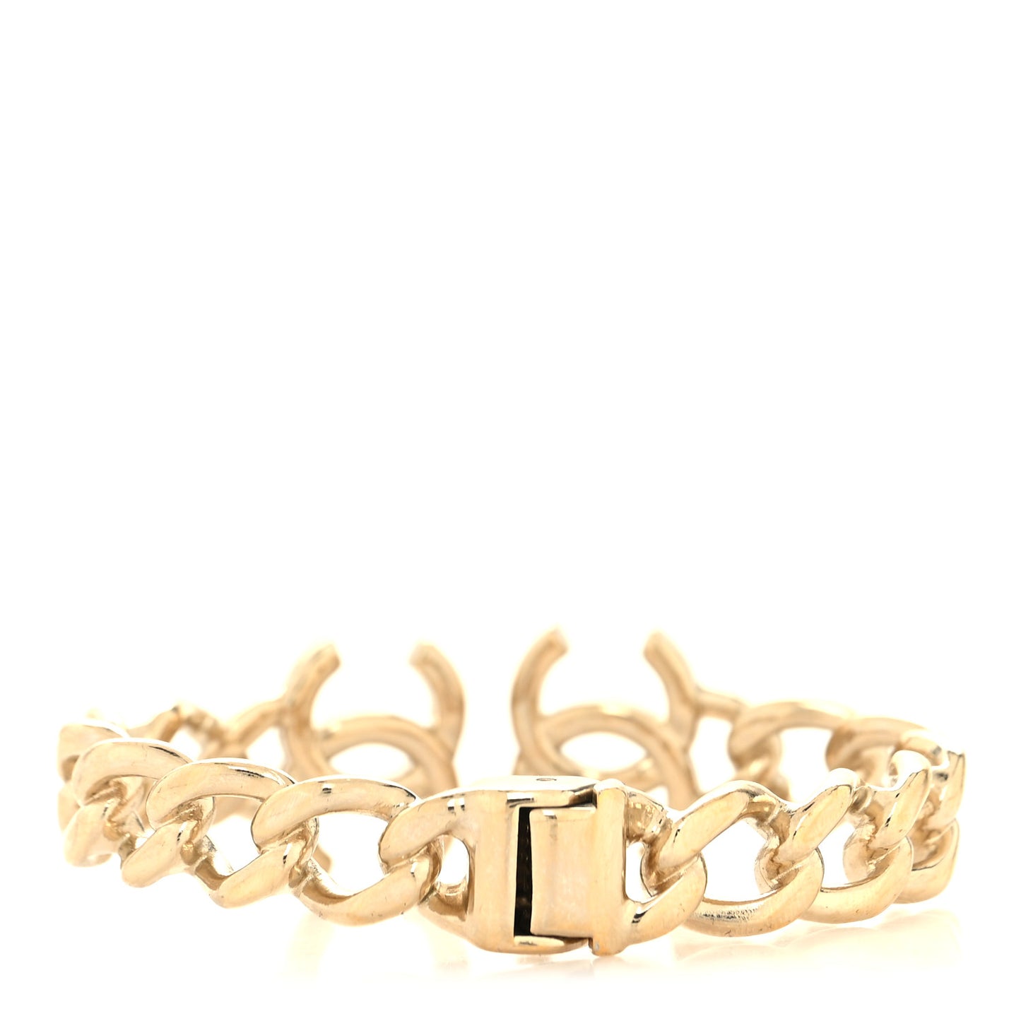 Metal CC Chain Link Cuff Bracelet Gold