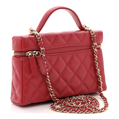 Chanel Caviar Quilted Top Handle Slim Vanity With Chain Red 3 of 10