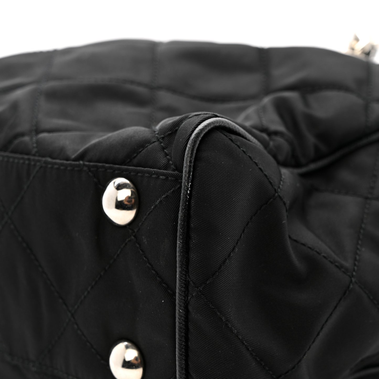Tessuto Nylon Impunturato Quilted Shopping Tote Black