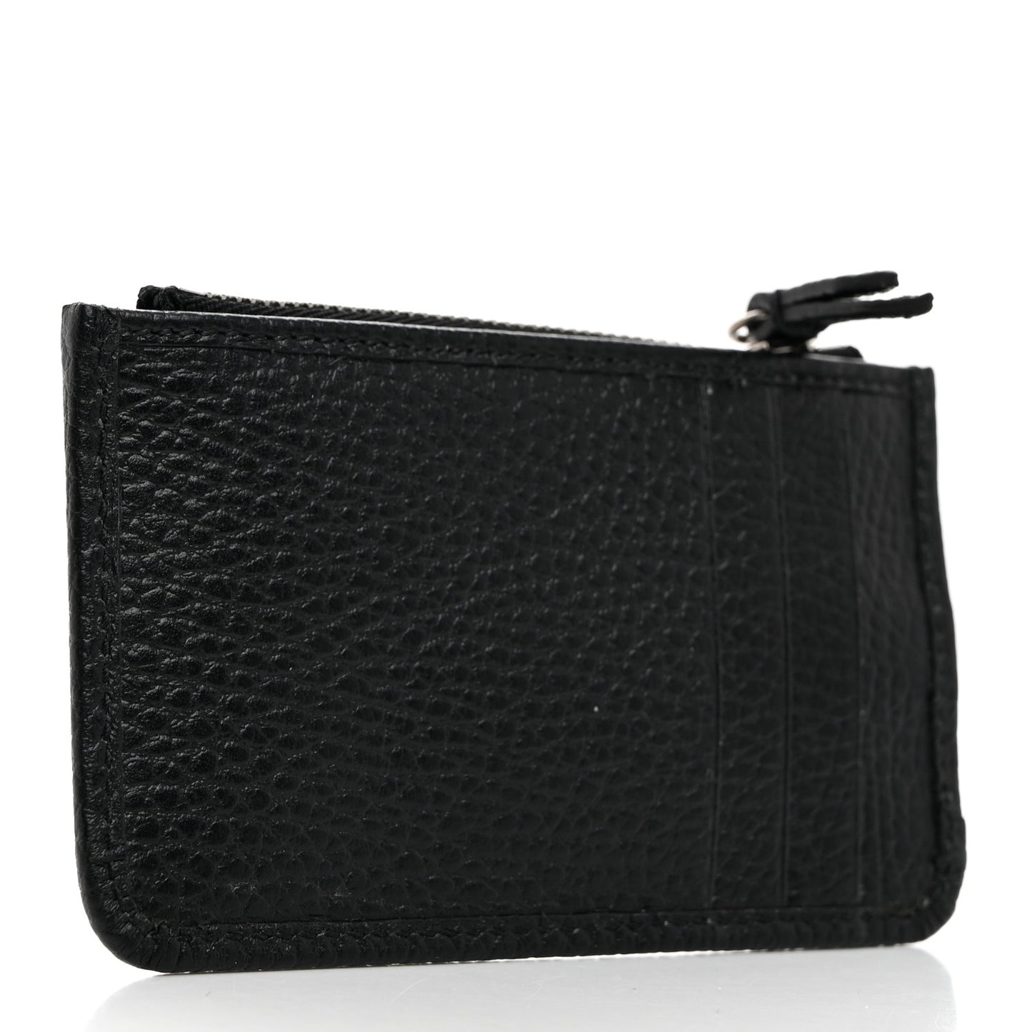 Dollar Calfskin Enamel Monochrome GG Marmont Key Case Card Holder Black