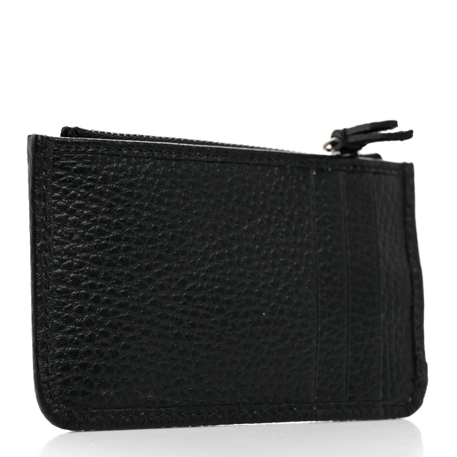 Gucci Dollar Calfskin Enamel Monochrome GG Marmont Key Case Card Holder Black 3 of 8