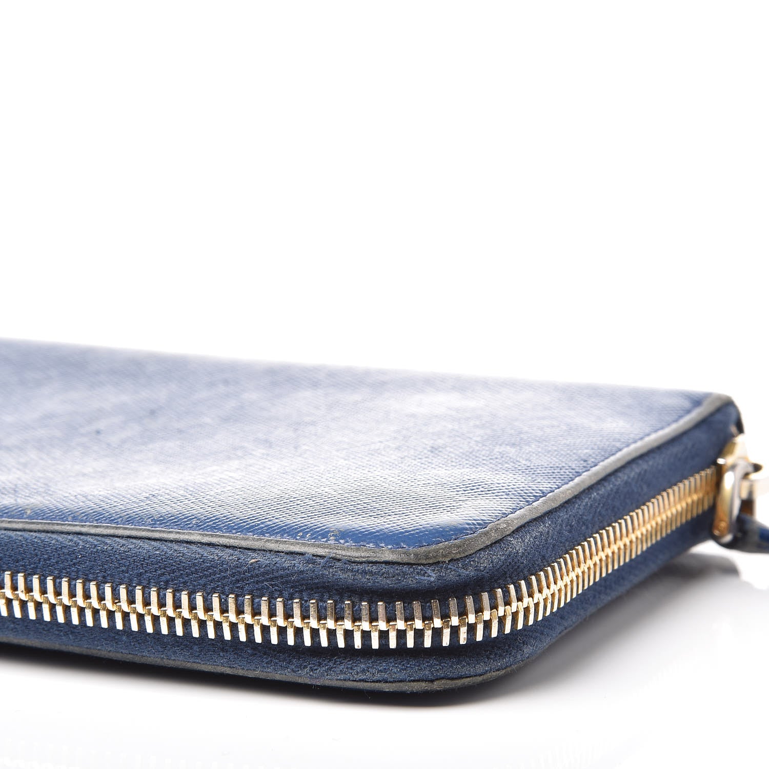Prada Saffiano Metal Zip Around Wallet Bleuette 12 of 18