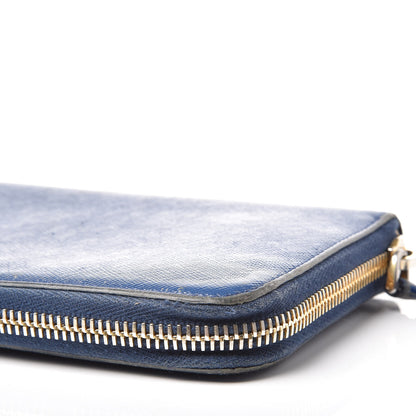 Prada Saffiano Metal Zip Around Wallet Bleuette 12 of 18