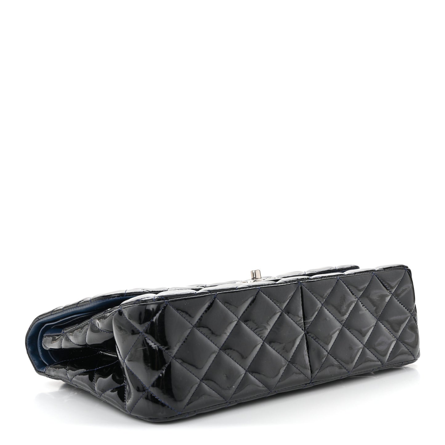 Patent Quilted Jumbo Double Flap Dark Blue
