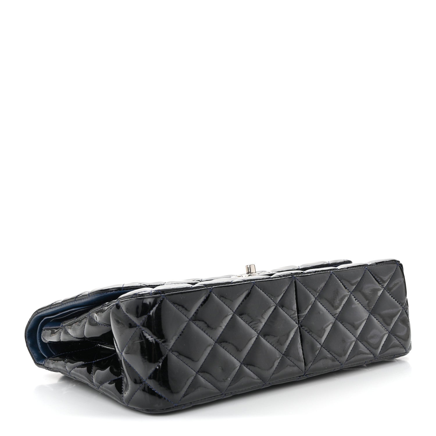 Chanel Patent Quilted Jumbo Double Flap Dark Blue 4 of 10