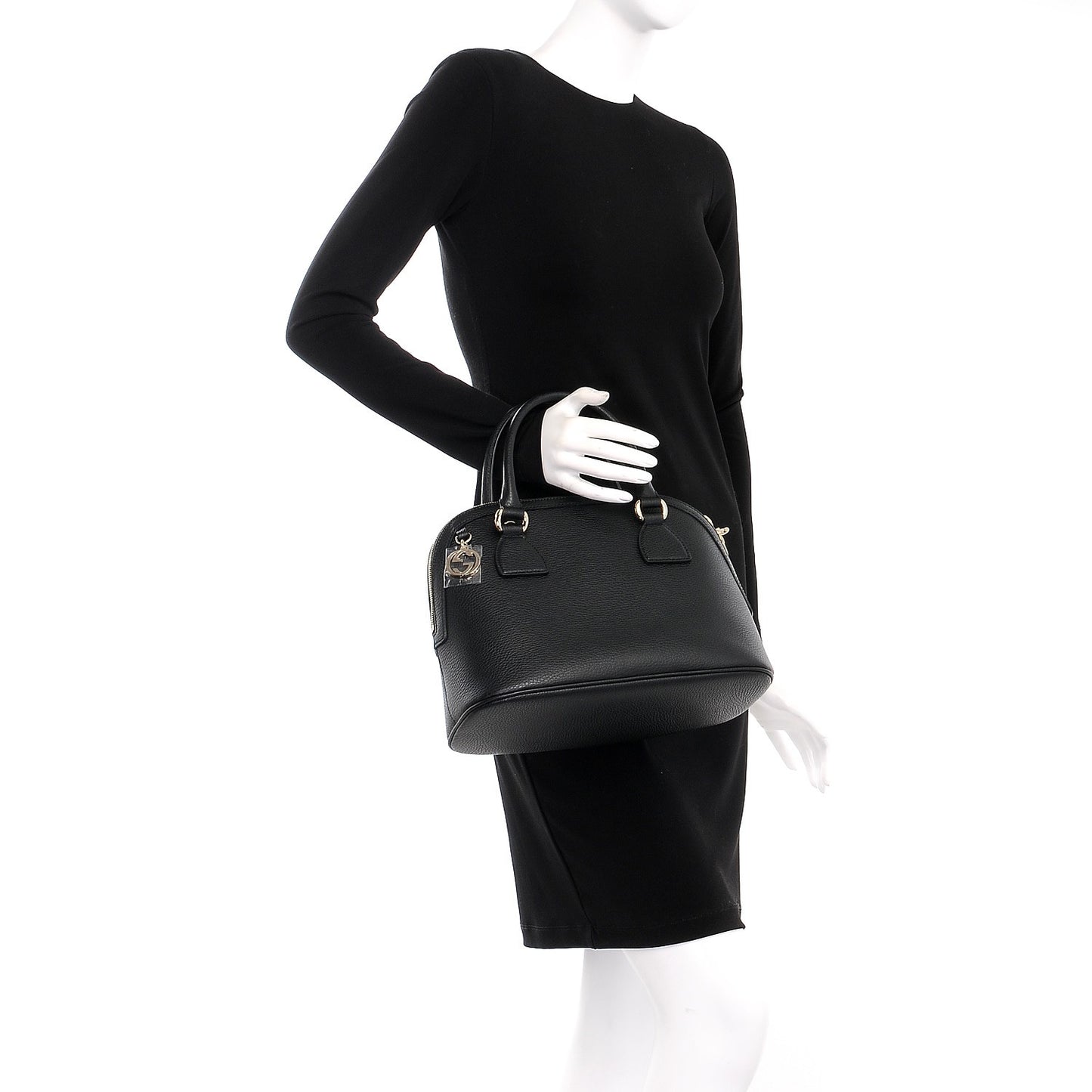 Dollar Calfskin Medium Dome Bag Black