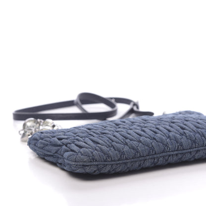 Miu Miu Denim Matelasse Crystal Chain Crossbody Bag Blue 9 of 10