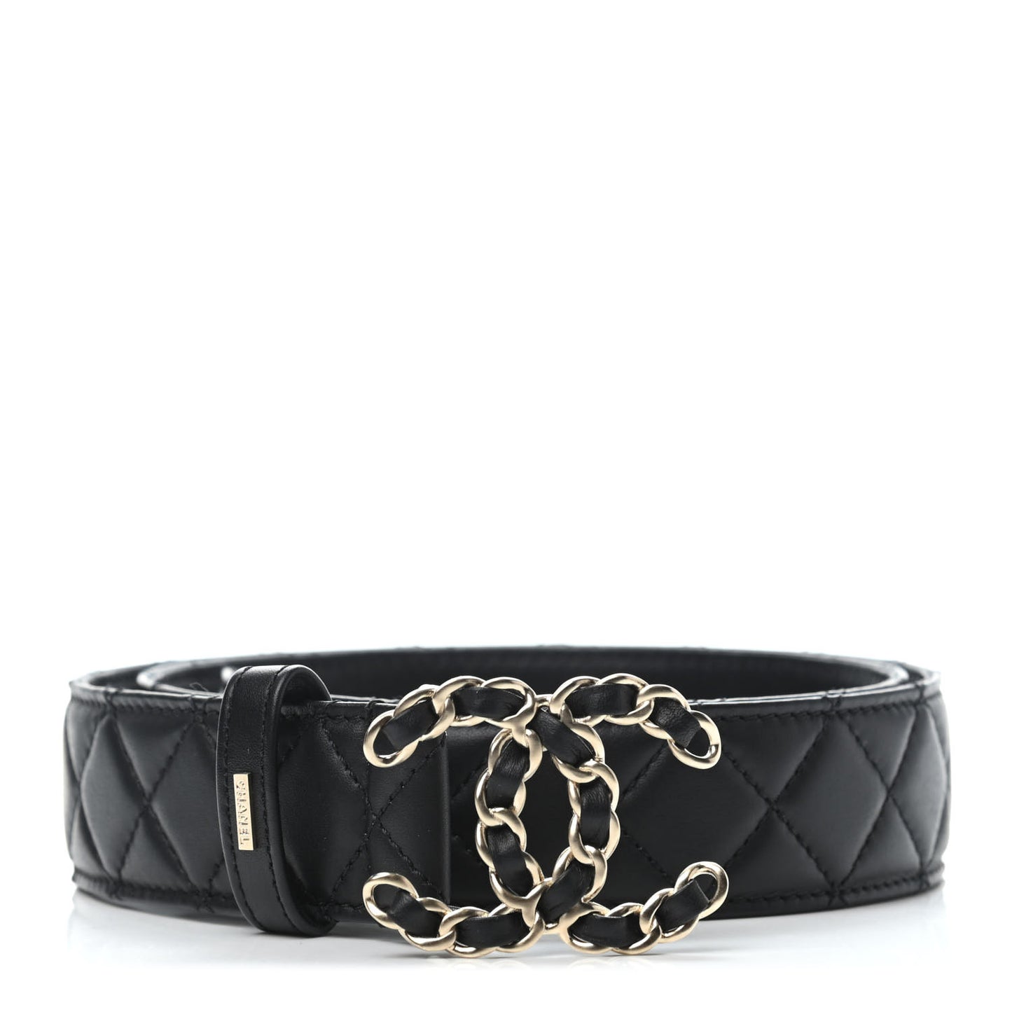 Lambskin Quilted CC Chain Belt 85 34 Black
