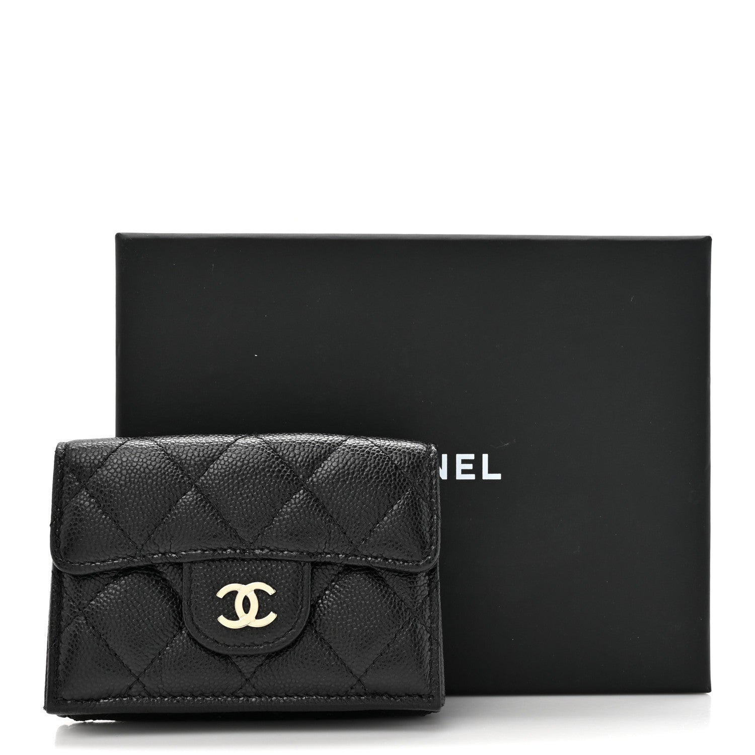 Chanel Caviar Quilted Tri-Fold Flap Wallet Black 10 of 10