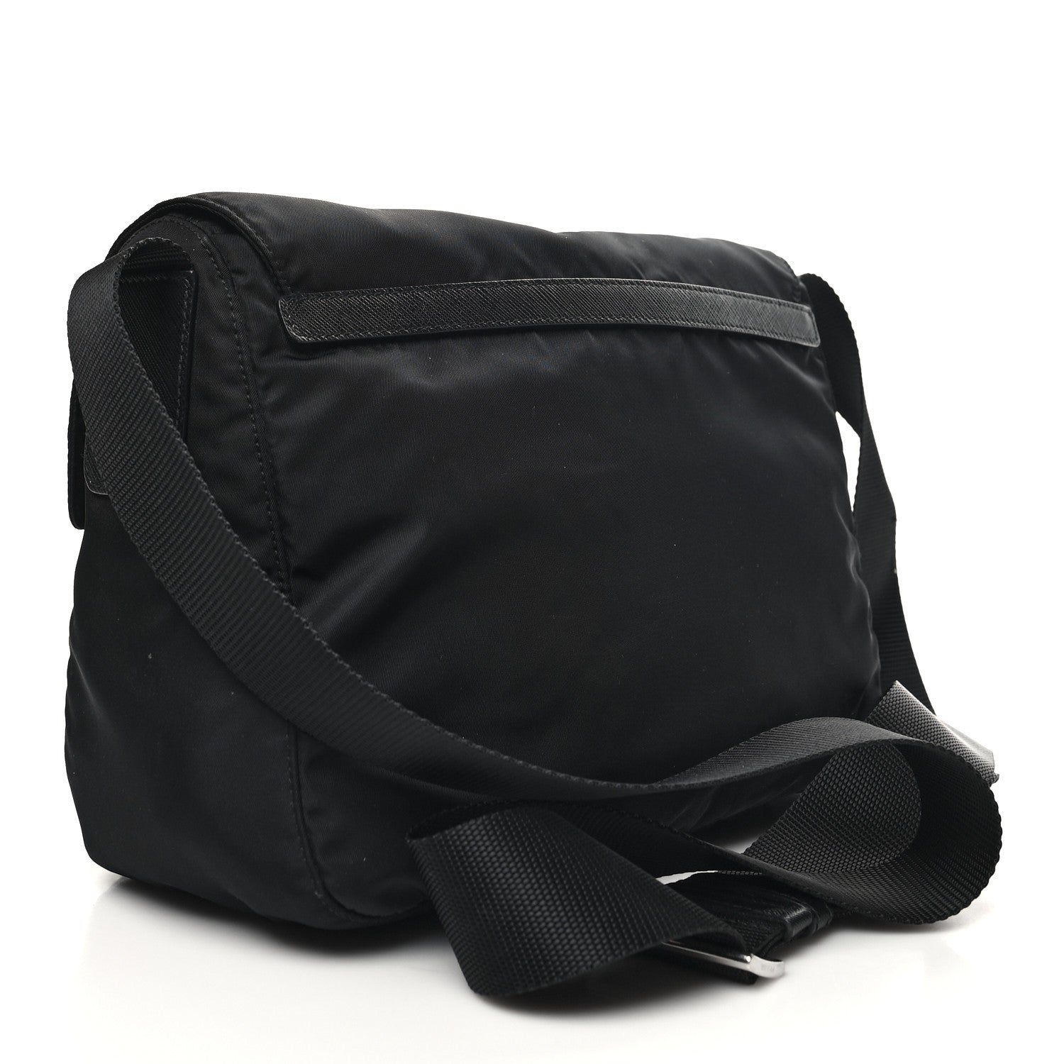Prada Re-Nylon Vela Saffiano Double Buckle Messenger Shoulder Bag Black 3 of 9