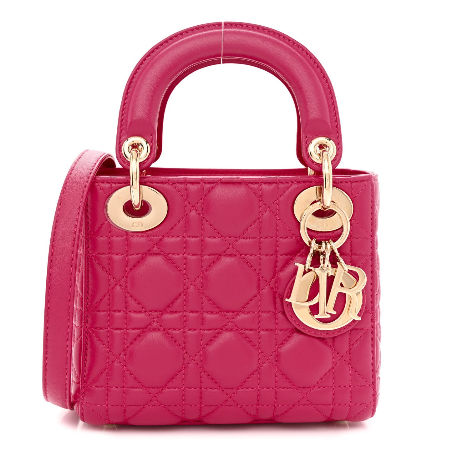 Lambskin Cannage Mini Lady Dior Fuchsia