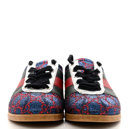 Gucci Lurex Calfskin Web GG Monogram Womens Falacer Sneakers 35.5 Iridescent Blue 3 of 10