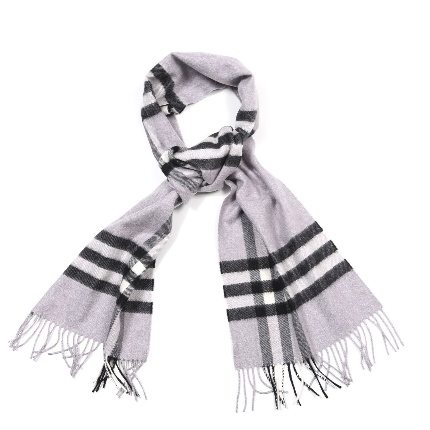 Burberry Cashmere Giant Check Fringe Scarf Lilac 1 of 5