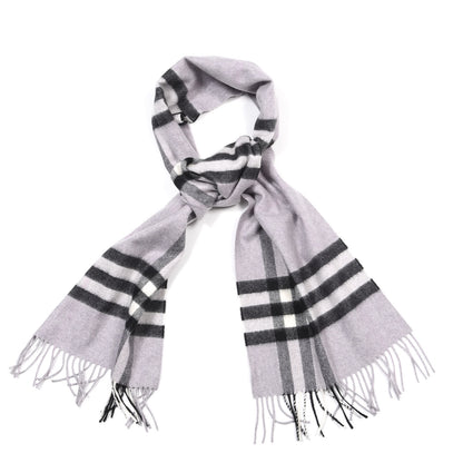 Burberry Cashmere Giant Check Fringe Scarf Lilac 1 of 5