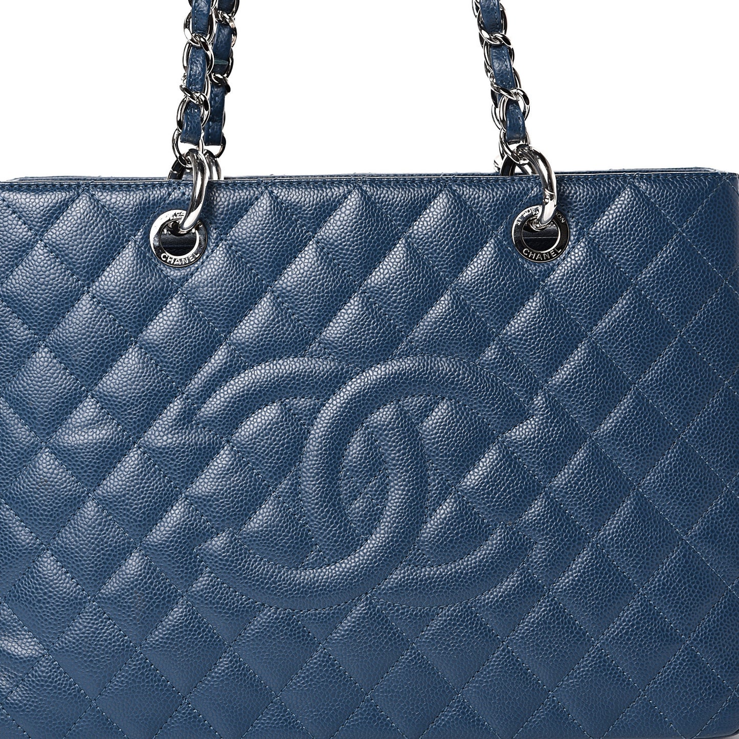 Caviar Quilted Grand Shopping Tote GST Dark Blue