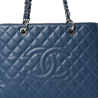 Chanel Caviar Quilted Grand Shopping Tote GST Dark Blue 7 of 14