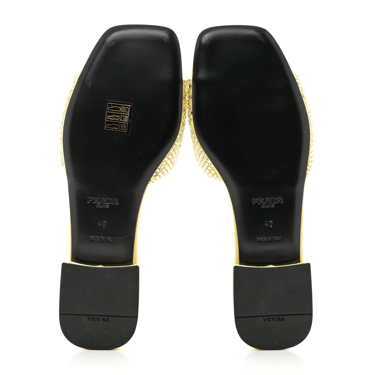 Satin Crystal Logo 10mm Slide Sandals 40 Ananas