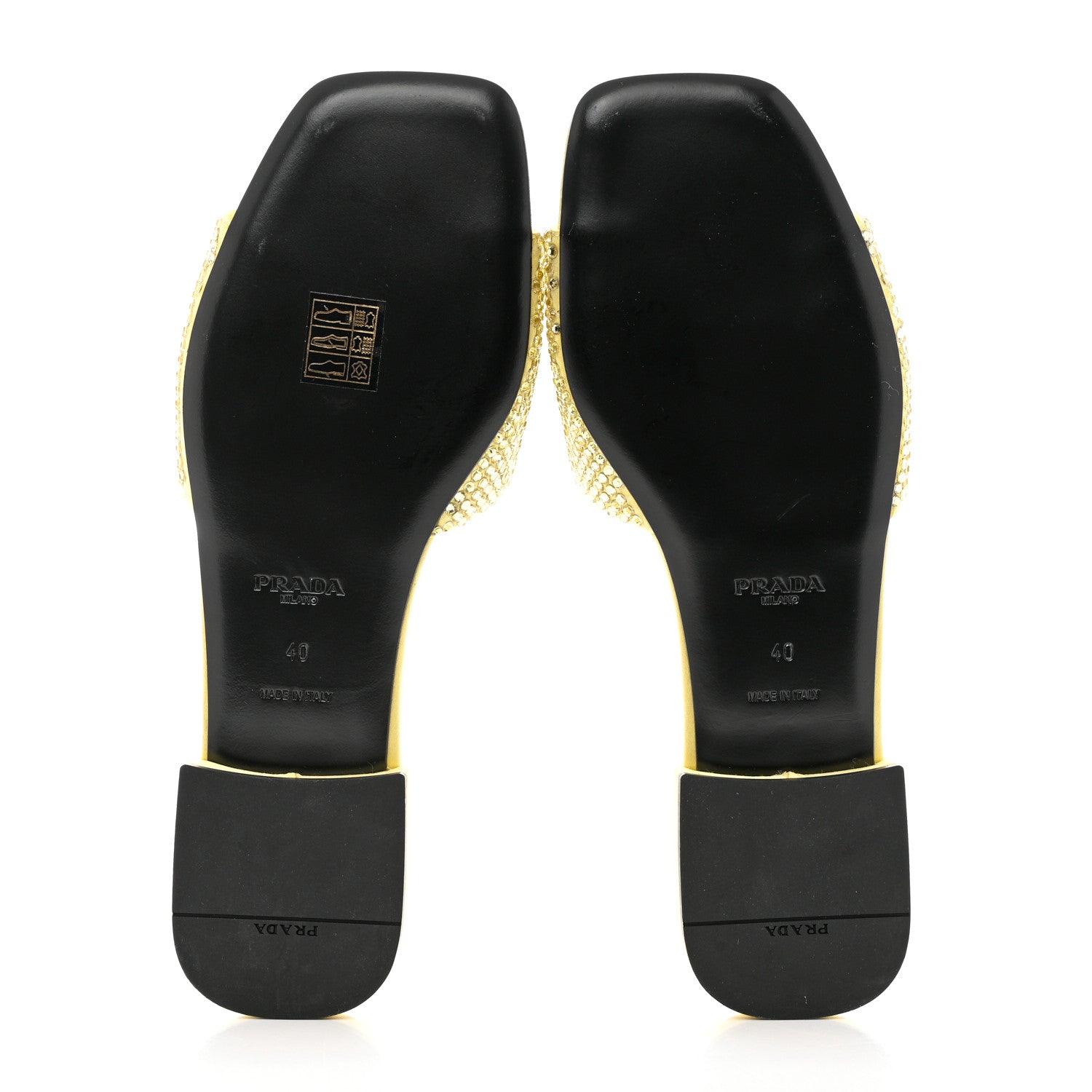 Prada Satin Crystal Logo 10mm Slide Sandals 40 Ananas 6 of 8