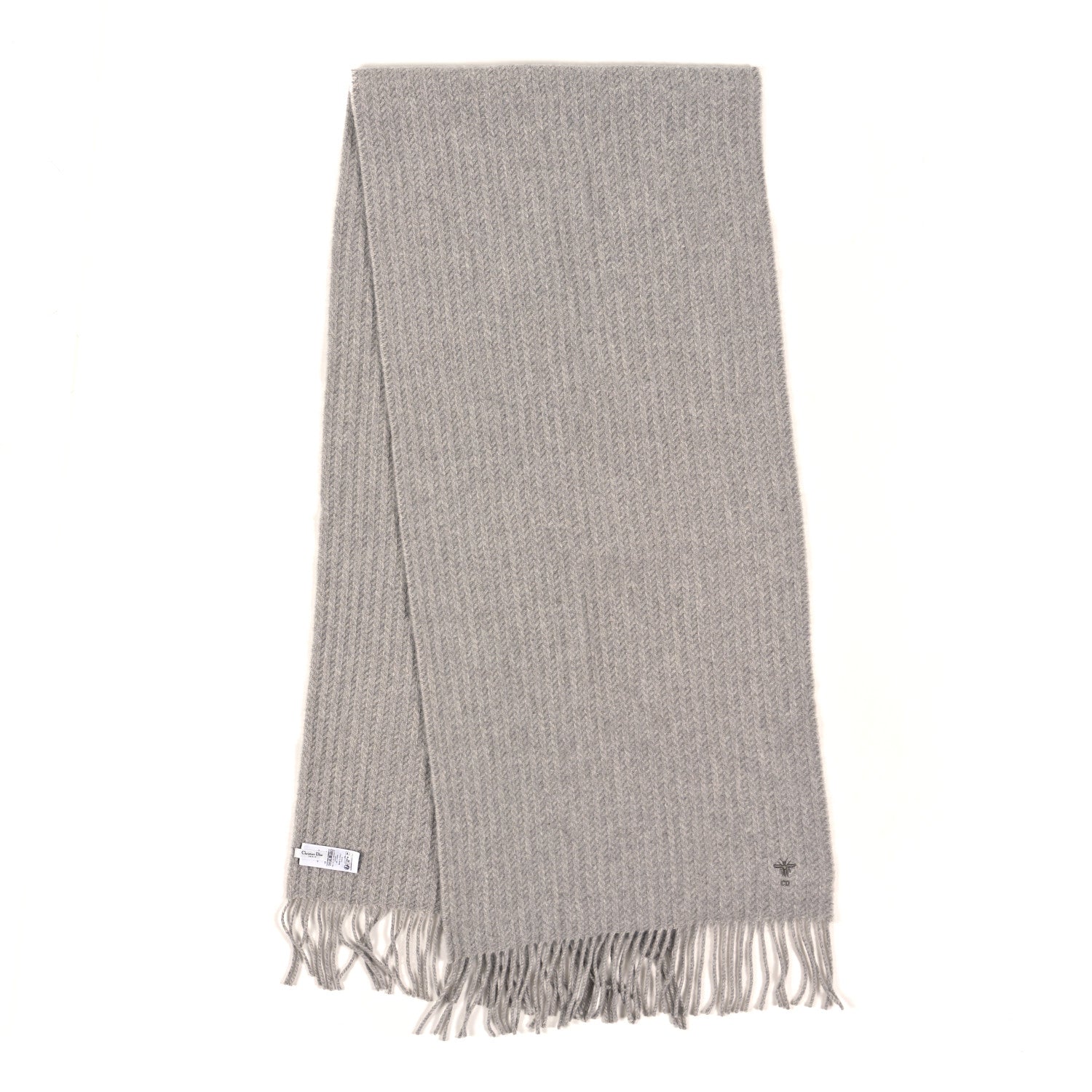 Christian Dior Cashmere Bee Scarf Grey 2 of 3