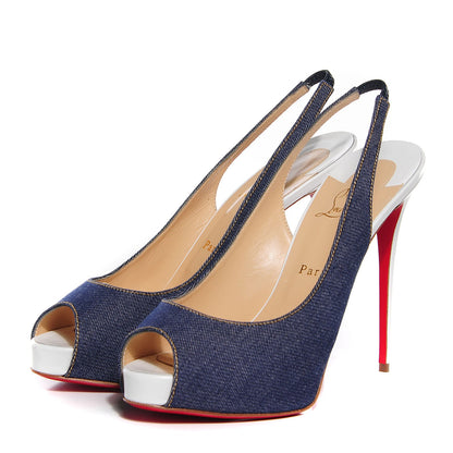 Christian Louboutin Denim Private Number 120 Pumps 41 Blue White 3 of 6
