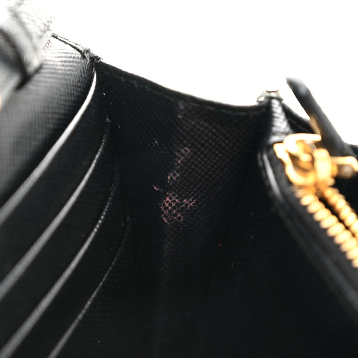 Prada Saffiano Metal Oro Chain Wallet Black 10 of 12
