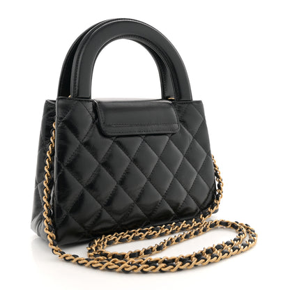 Chanel Shiny Aged Calfskin Quilted Nano Kelly Shopper Black 3 of 11