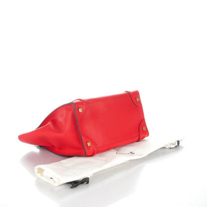Celine Drummed Calfskin Mini Luggage Coquelicot 4 of 8