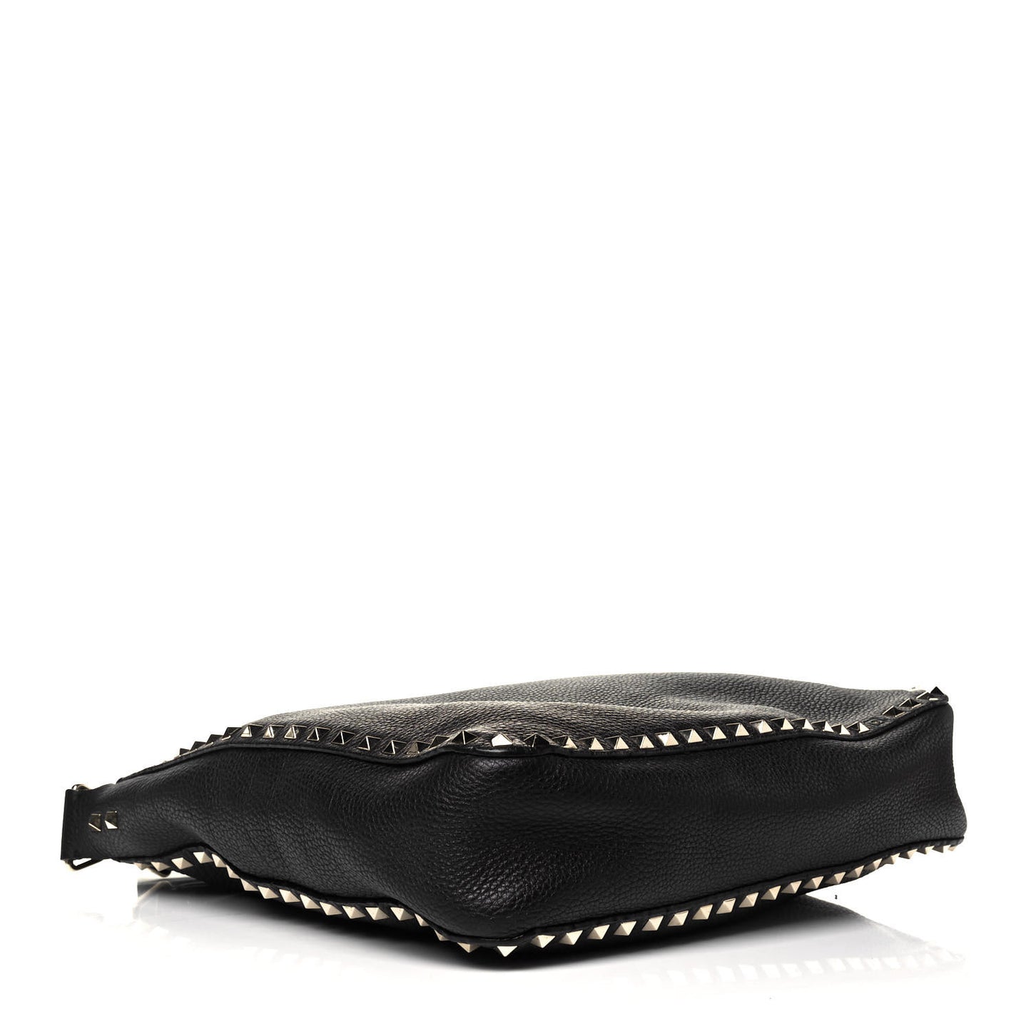 Pebbled Calfskin Large Rockstud Flip-Lock Messenger Bag Black