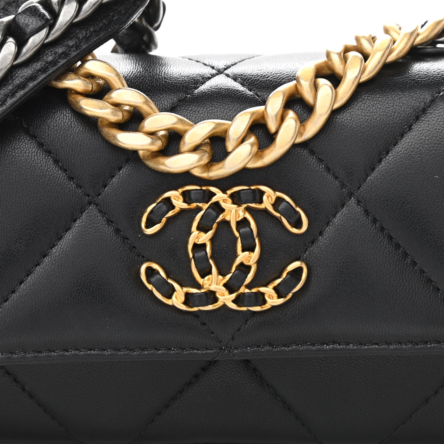 Chanel Goatskin Quilted Chanel 19 Glasses Case With Chain Black 9 of 11