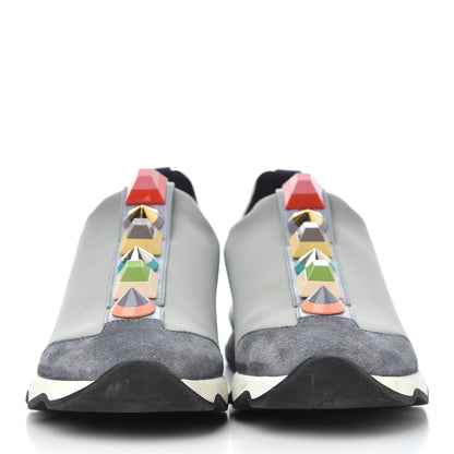 Fendi Neoprene Calfskin Rainbow Studded Sneaker 35.5 Gray 2 of 15