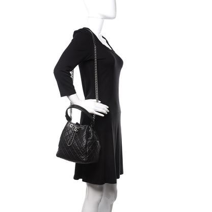 Chanel Lambskin Quilted Mini CC Chain Bucket Bag Black 2 of 10