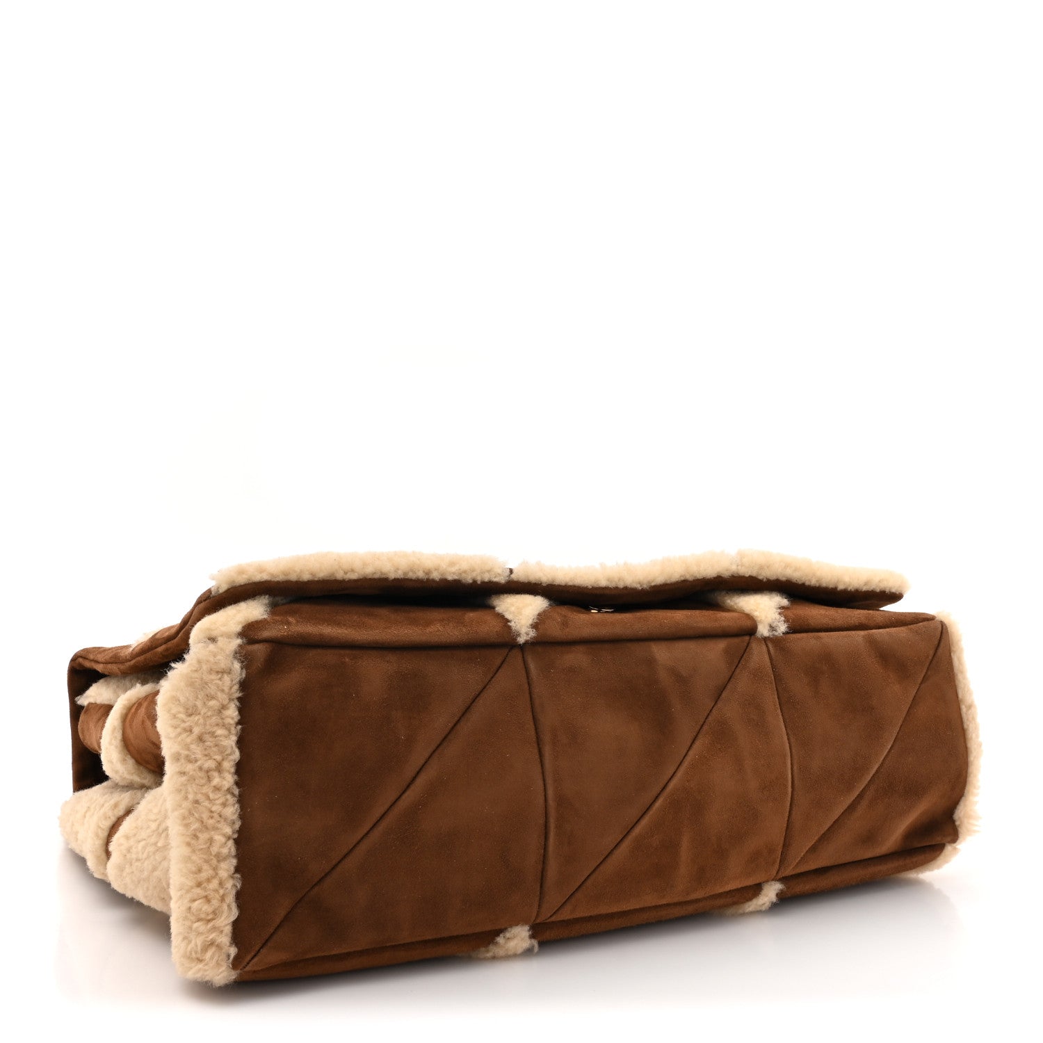 Saint Laurent Suede Shearling Patchwork Monogram Giant Jamie Brown Beige 4 of 11