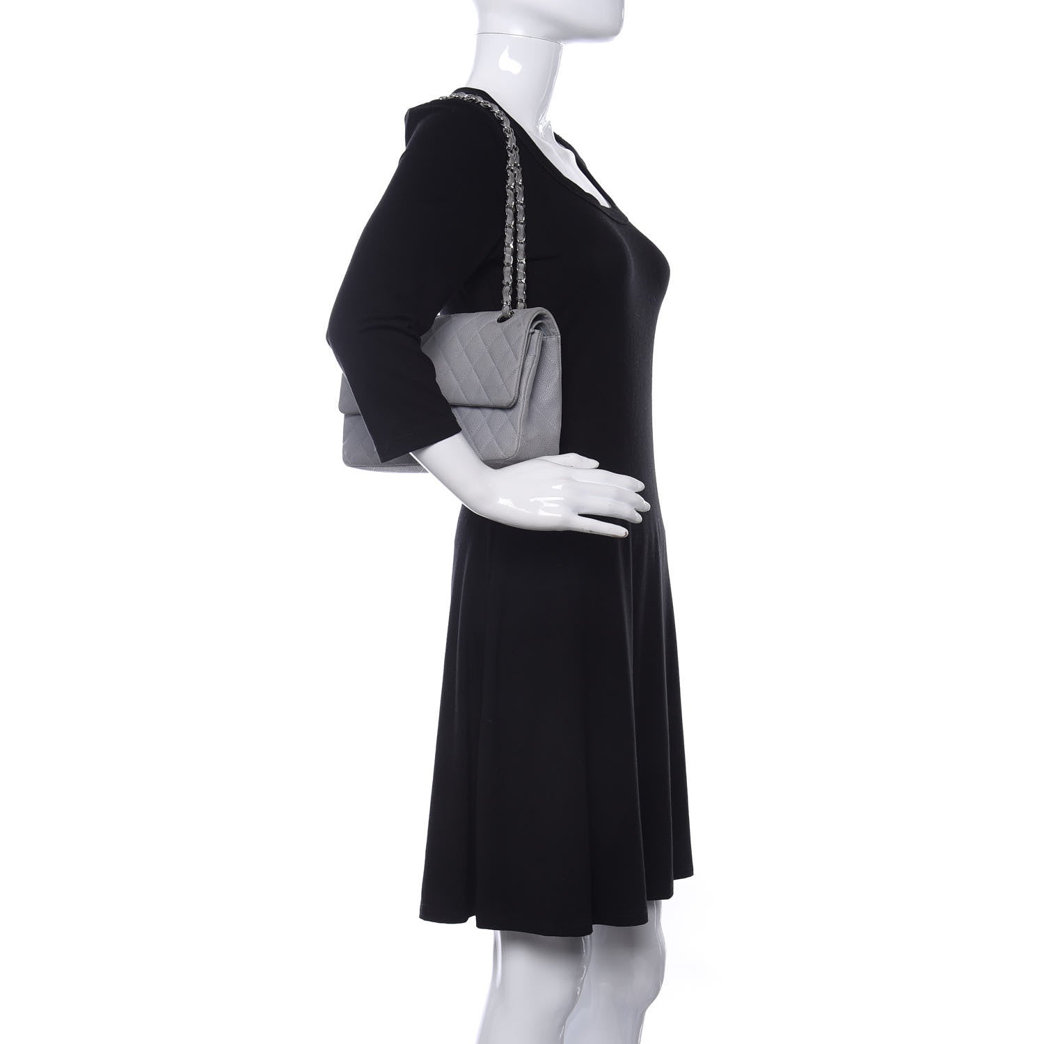 Chanel Iridescent Caviar Quilted Medium Double Flap Grey 2 of 9