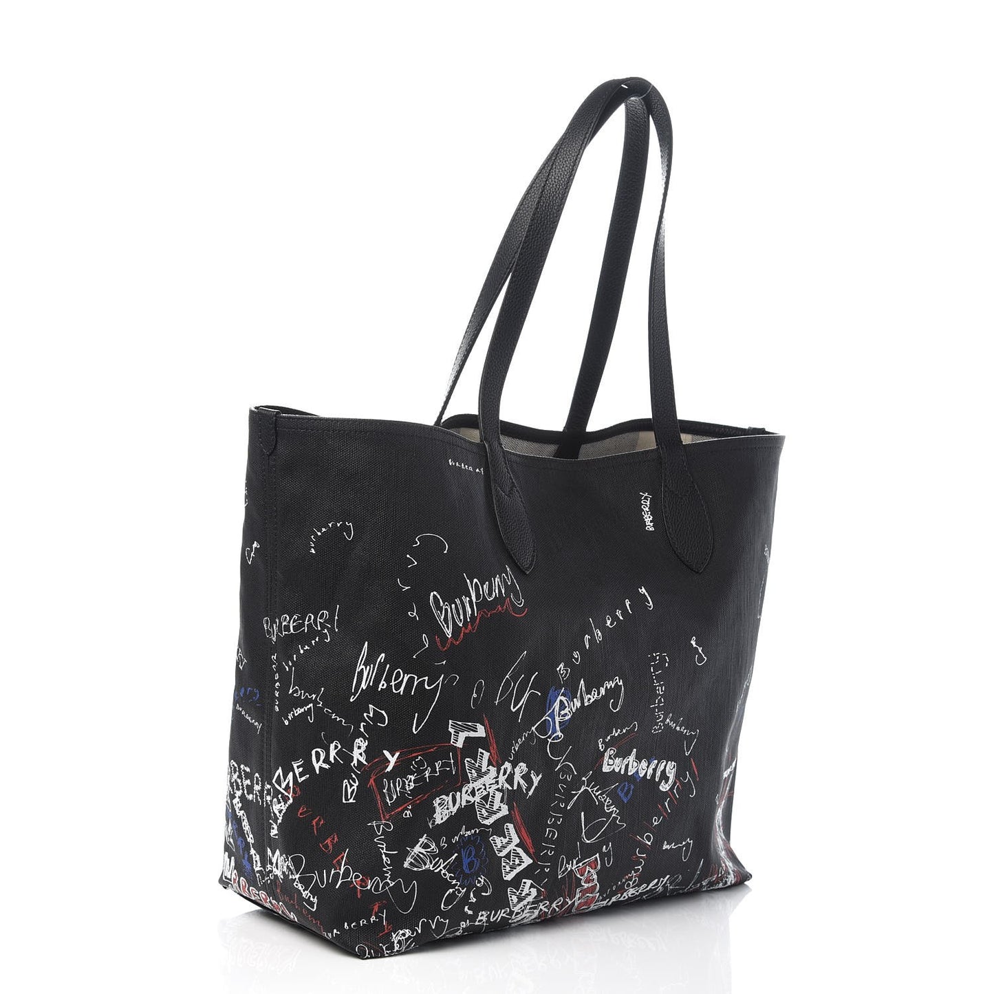 Coated Canvas Mega Check Sketchbook Medium Reversible Doodle Tote Black